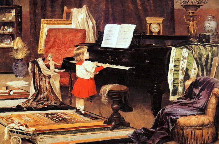 Aurelio de Figueiredo Girl at the piano France oil painting art